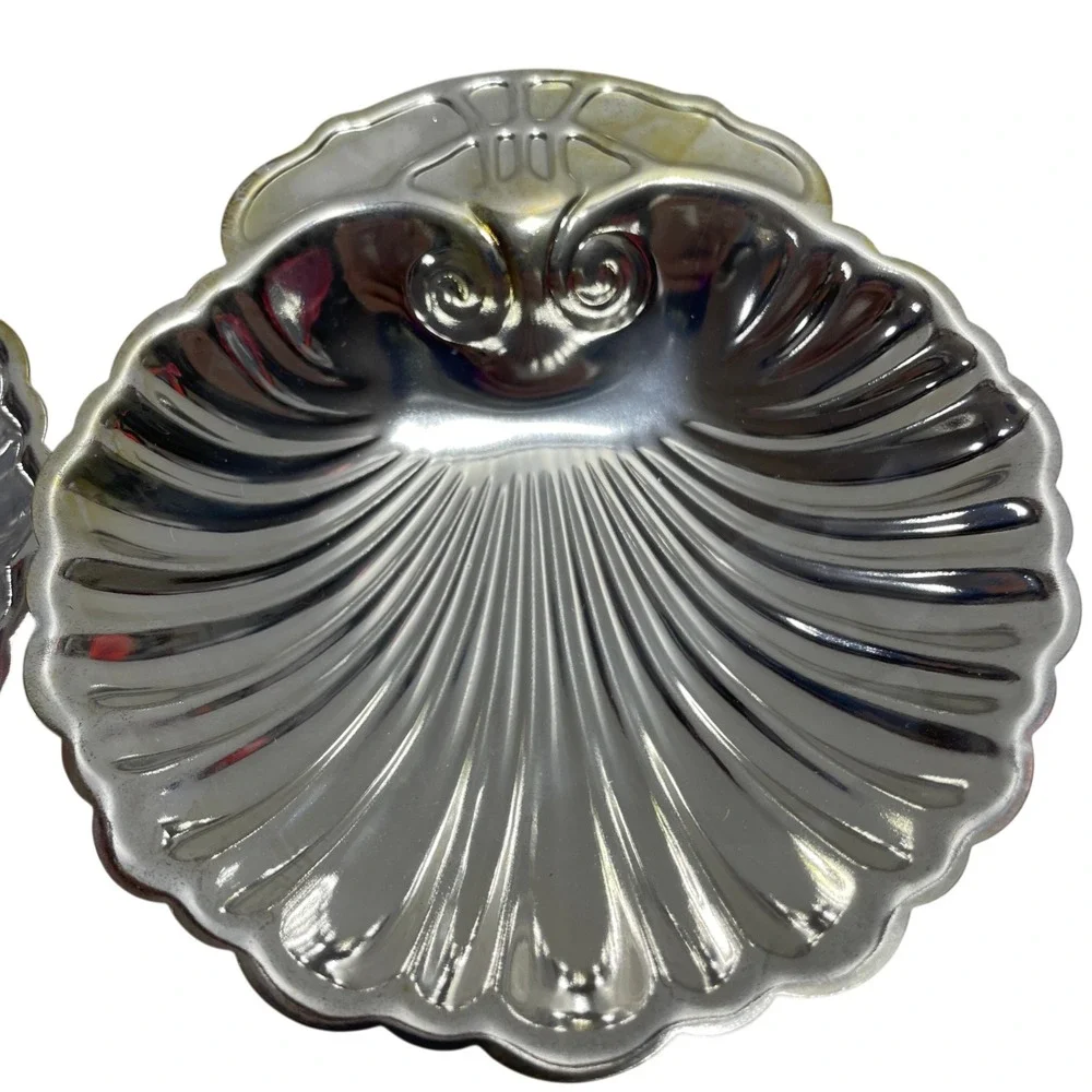 Silver Plated Shell Shaped Dish NEW Set of‎ Two 4.5 x 4 Vintage
